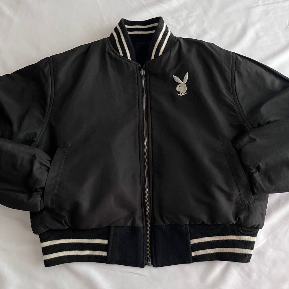 Vintage Playboy Varsity Jacket Reversible Women’s Size Small Y2K Sweater 2000s - Picture 6 of 12